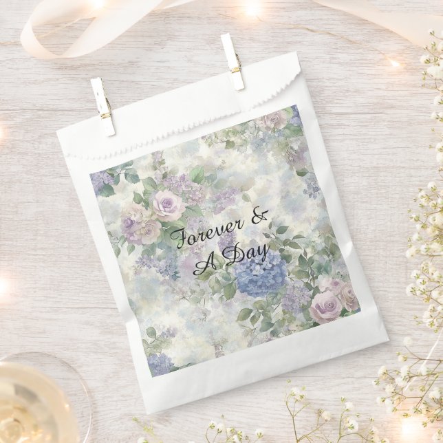 Bolsa De Papel Boda de flores rosas púrpura románticas (Cortado)