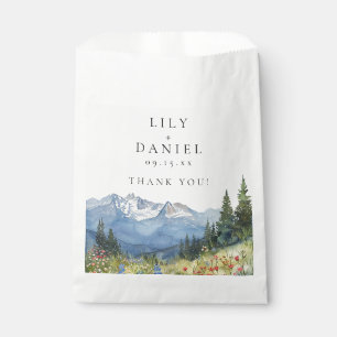 Bolsa De Papel Boda de flores silvestres de montaña en acuarela