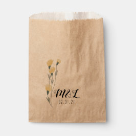 Bolsa De Papel Boda de flores silvestres simples dibujadas a mano