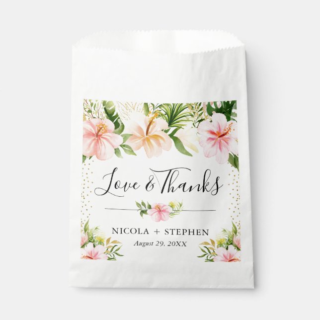 Bolsa De Papel Boda de flores tropicales acuarela (Anverso)