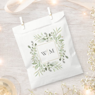 Bolsa De Papel Boda de follaje botánico de monograma