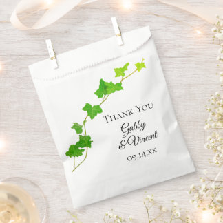 Bolsa De Papel Boda de follaje de marfil de inglés verde