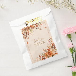 Bolsa De Papel Boda de follaje naranja de otoño rústico 