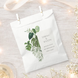 Bolsa De Papel Boda de follaje tropical de color verde pálido mod