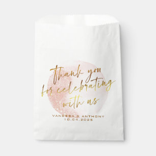 Bolsa De Papel Boda de forma de color de agua rosada de color oro