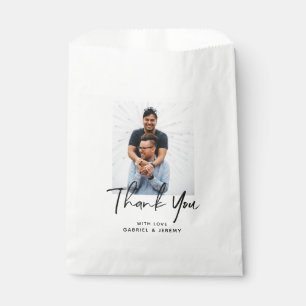 Bolsa De Papel Boda de Foto Personalizada con Guión Minimalista S