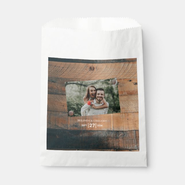 Bolsa De Papel Boda de fotos de Rustic Wood (Anverso)