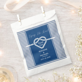 Bolsa De Papel Boda de franjas azules de la Marina de Knot
