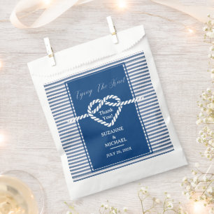 Bolsa De Papel Boda de franjas azules de la Marina de Knot