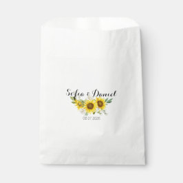 Bolsa De Papel Boda de girasol acuarela rosa blanca 