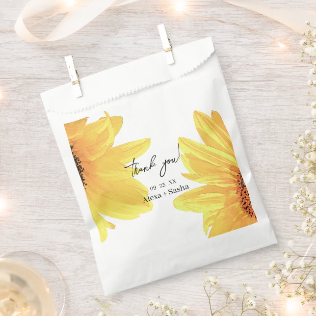 Bolsa De Papel Boda de girasoles acuarela (Cortado)