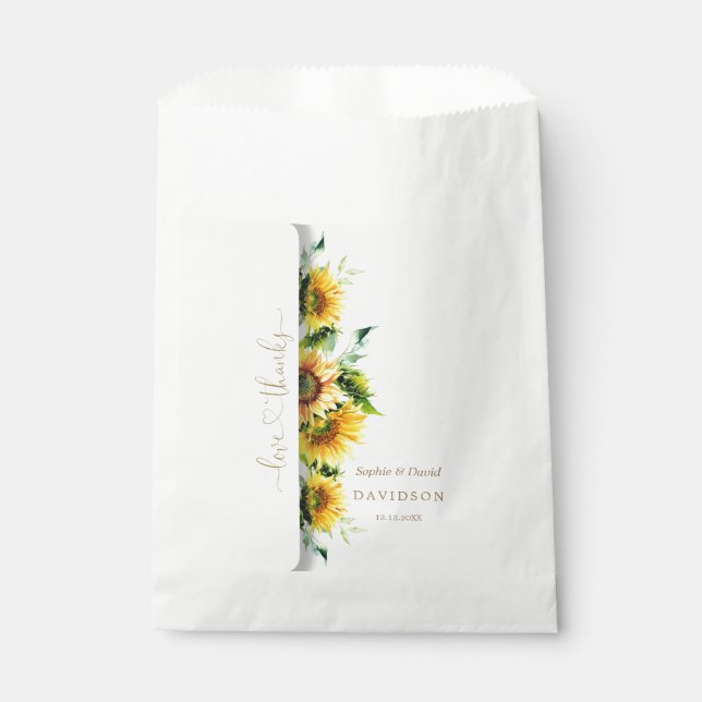 Bolsa De Papel Boda de girasoles acuarela encantadora (Anverso)