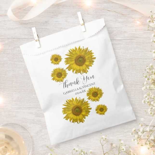 Bolsa De Papel Boda de girasoles dispersos amarillos gracias (Cortado)