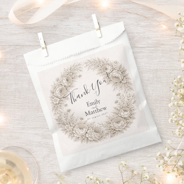 Bolsa De Papel Boda de grabado botánico de Regencia  (Cortado)