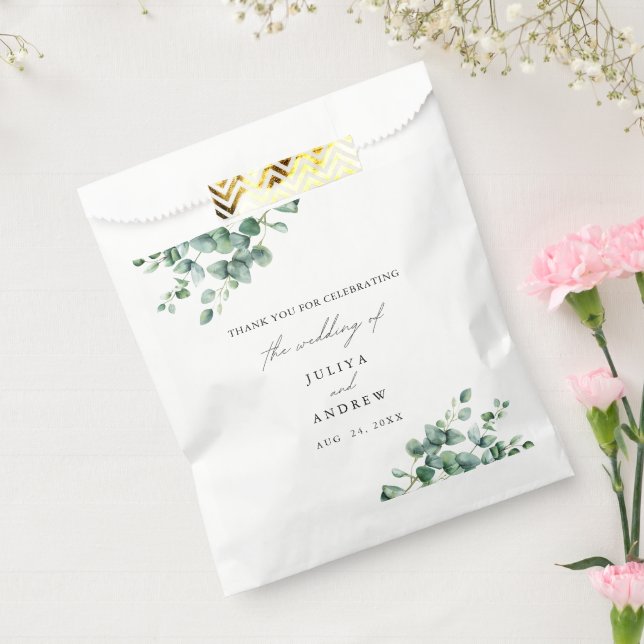 Bolsa De Papel Boda de guión de Greenery Eucalyptus (Sellado)