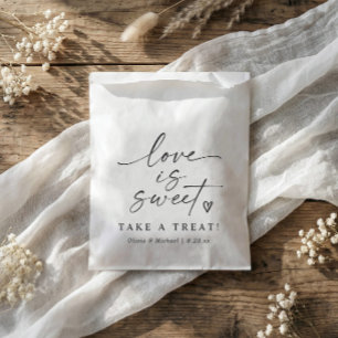 Bolsa De Papel Boda de guión negro y blanco dulce es amor