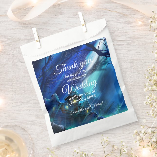 Bolsa De Papel Boda de Halloween Medianoche Gracias por agregar n (Cortado)