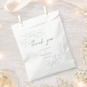 Bolsa De Papel Boda de hoja mínima azul polvoriento