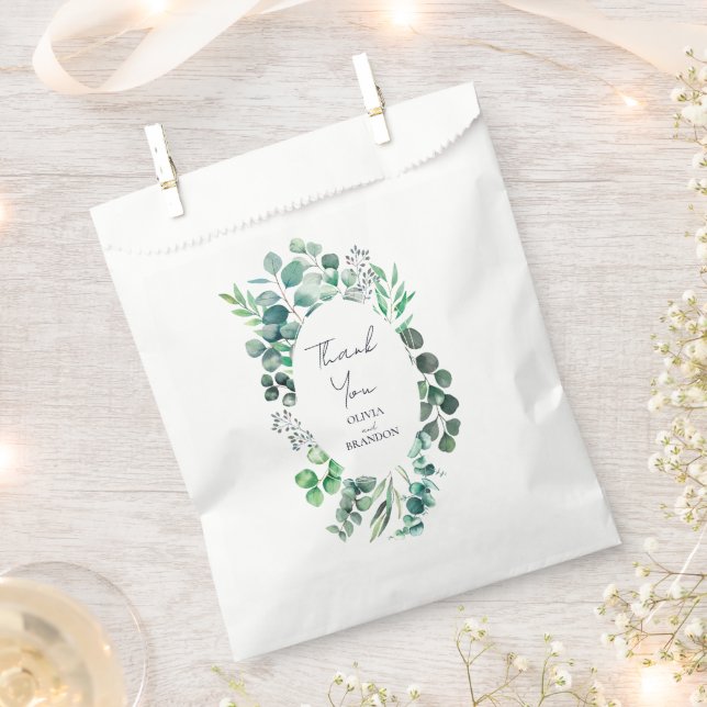 Bolsa De Papel Boda de hojas de verde botánico de eucalipto (Cortado)