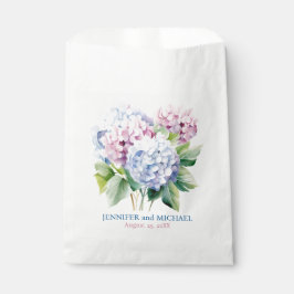 Bolsa De Papel Boda de Hydrangeas Azules Rosa y Dusto