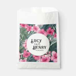 Bolsa De Papel Boda de Impresión Floral de Vacaciones Rosa Tropic