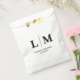 Bolsa De Papel Boda de Iniciales de Monograma Minimalista Persona