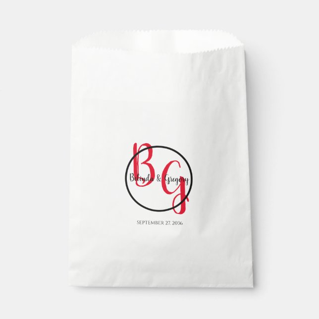 Bolsa De Papel Boda de Iniciales Personalizadas Sencillas (Anverso)
