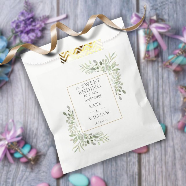 Bolsa De Papel Boda de inicio de ecología dulce final (Greenery Sweet Ending New Beginning Wedding Favor Bag)