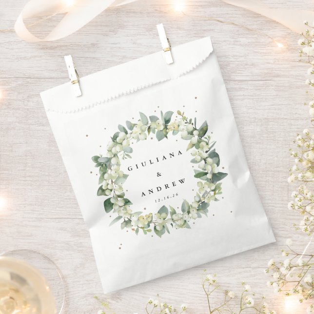 Bolsa De Papel Boda de invierno con Snowberry+Eucalipto (Cortado)