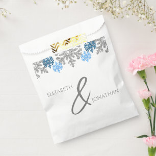 Bolsa De Papel Boda de Invierno Silver Blue Snowflakes