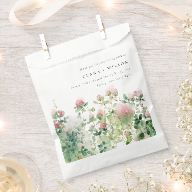 Bolsa De Papel Boda de Jardín Floral Acuarela Rosa Suave y Sutil (Cortado)