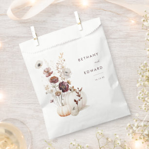 Bolsa De Papel Boda de la Caída de la Calabaza Floral