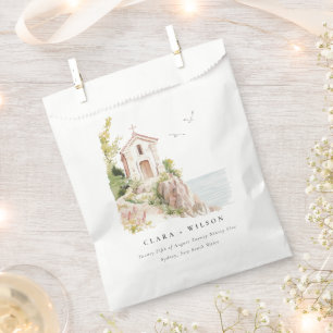 Bolsa De Papel Boda de la Iglesia Católica de la Acuarela Costera