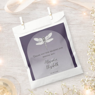 Bolsa De Papel Boda de la libélula morada oscura