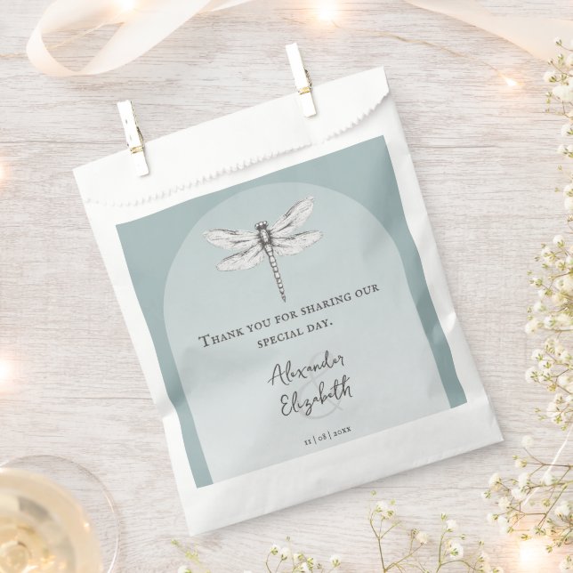 Bolsa De Papel Boda de la libélula verde azulada (Cortado)