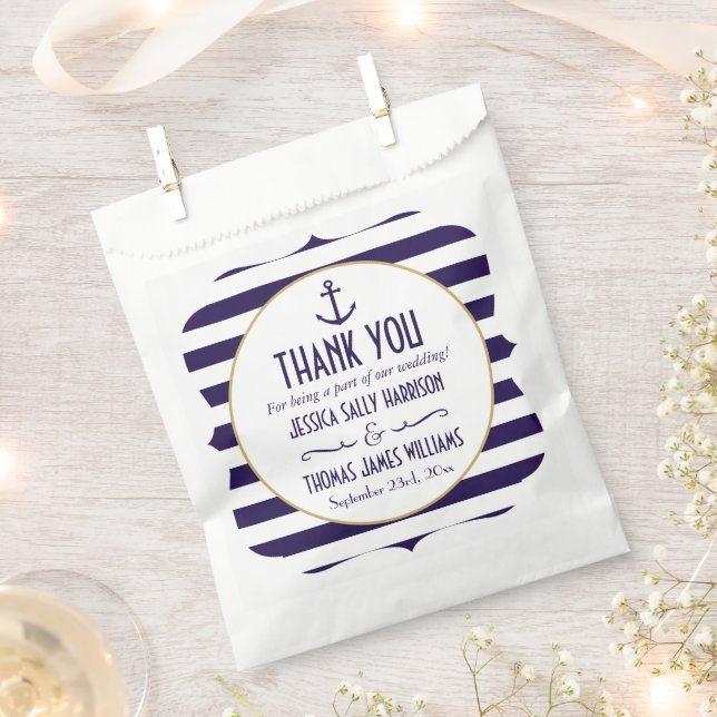 Bolsa De Papel Boda de la Marina Náutica y del Anclaje de la Band (Cortado)