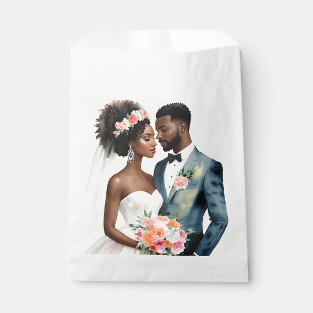 Bolsa De Papel Boda de la pareja de novias afroamericana (Anverso)