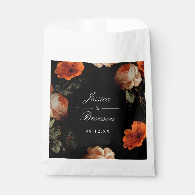 Bolsa De Papel Boda de la pintura holandesa romántica floral oscu (Anverso)