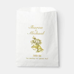 Bolsa De Papel Boda de las campanas de oro