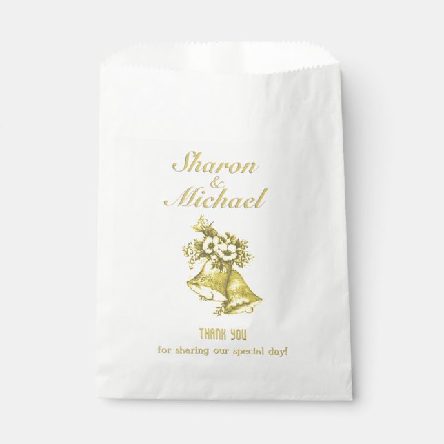 Bolsa De Papel Boda de las campanas de oro (Anverso)