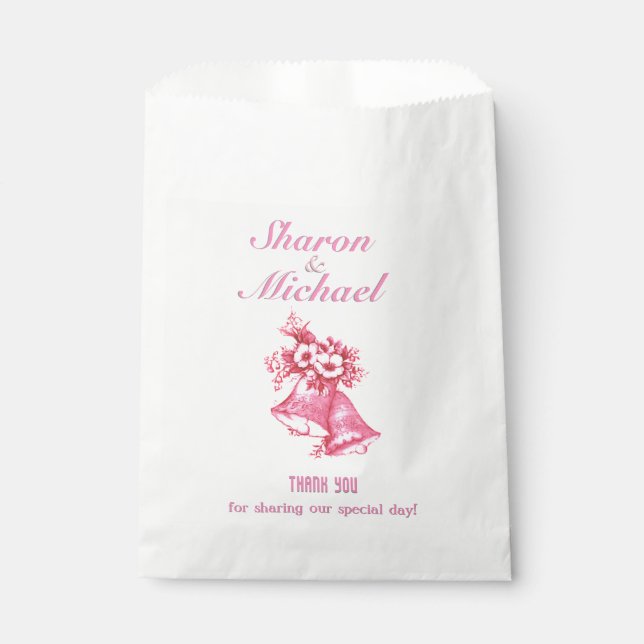 Bolsa De Papel Boda de las campanas rosadas (Anverso)