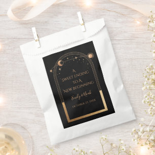 Bolsa De Papel Boda de las estrellas de luna mística del oro negr