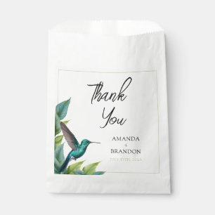 Bolsa De Papel Boda de las hojas tropicales de Emerald Hummingbir