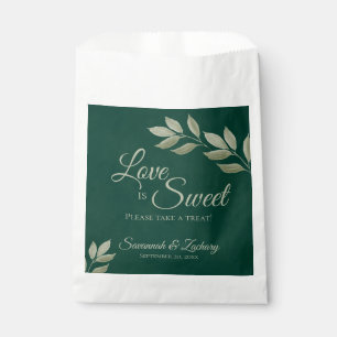 Bolsa De Papel Boda de las ilusorias hojas verdes de esmeralda y