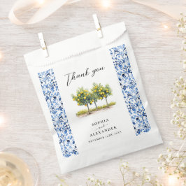 Bolsa De Papel Boda de limón azul italiano mediterráneo