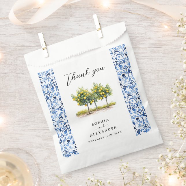 Bolsa De Papel Boda de limón azul italiano mediterráneo (Cortado)