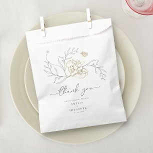 Bolsa De Papel Boda de línea floral simple y elegante