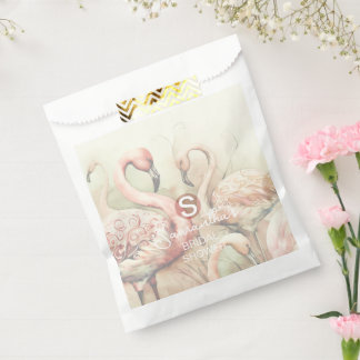 Bolsa De Papel Boda de lluvia de novia monograma tropical flamenc