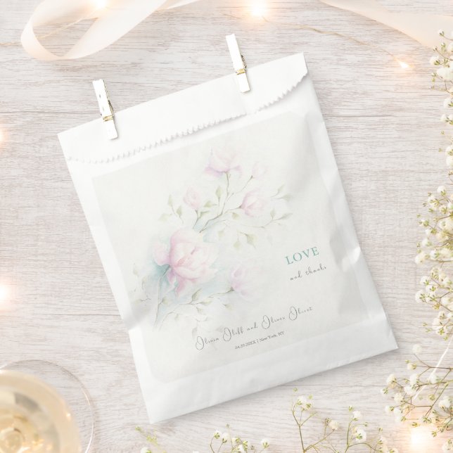 Bolsa De Papel Boda de Magnolia Rosa (Cortado)