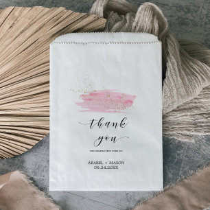 Bolsa De Papel Boda de manchas de agua rosa Rubor y oro